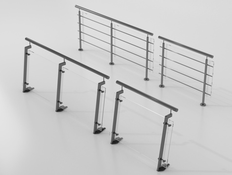 现代围栏护栏 玻璃栏杆 护栏 扶手 阳台护栏su模型