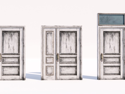 现代旧木门su模型