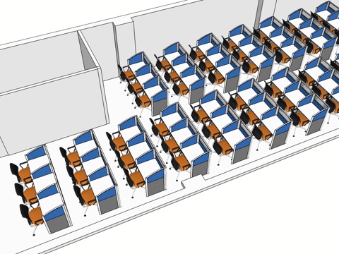 办公工位 办公班台 办公家具 工位 办公室su模型