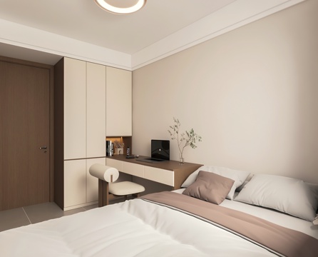  现代榻榻米卧室 书桌3d模型 