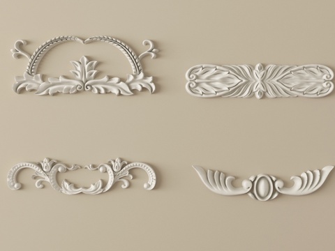  现代石膏雕花组合3d模型 