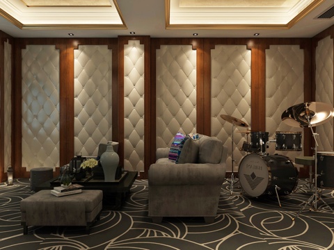  现代影音室休闲室3d模型3d模型 