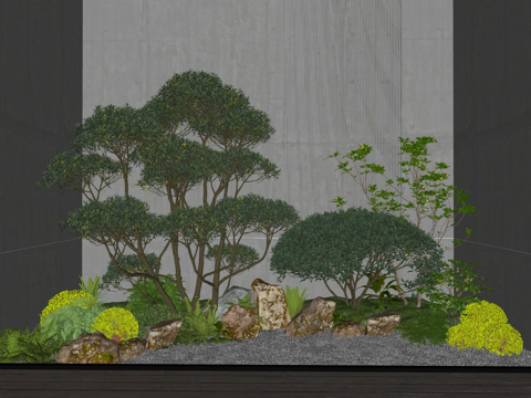 微景观 花镜 组团 造景 景观 小品su模型