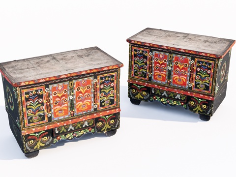 藏式风格矮柜 边柜su模型