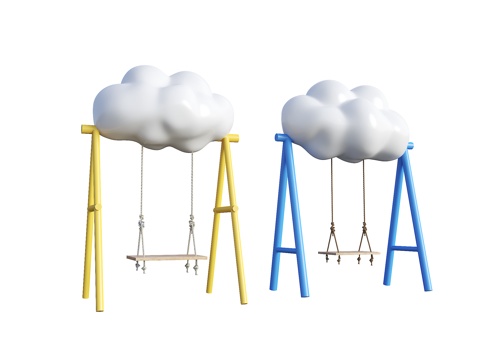 现代秋千 白云秋千 现代美陈秋千 网红打卡点秋千 云朵秋千su模型