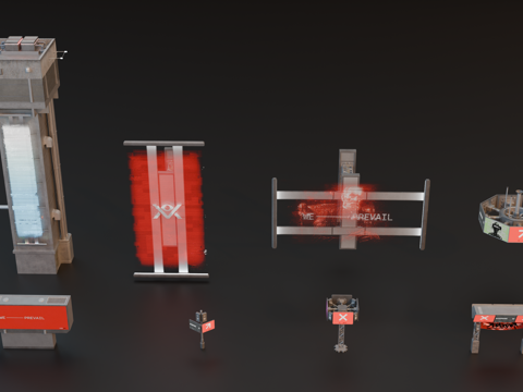 广告展示架 赛博朋克广告 街道广告架 广告画投影 数字广告投su模型