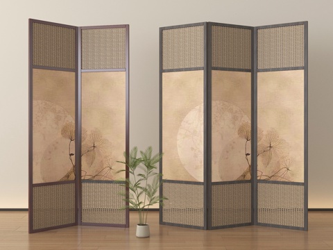  新中式屏风隔断 可折叠屏风3d模型 