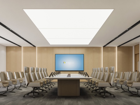 现代会议室  会议室  会议室桌椅su模型