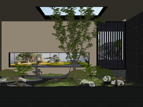 微景观 造景 小品 绿化 花镜 组团su模型