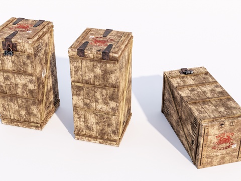 现代旧木箱su模型