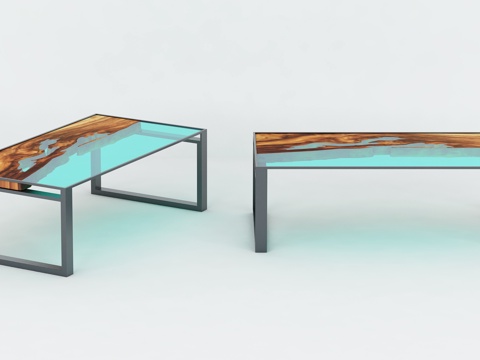  现代休闲玻璃茶几椅模型3d模型 