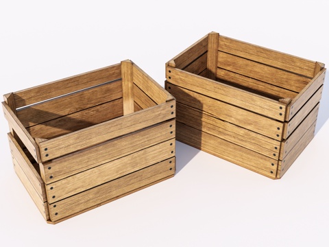 现代旧木格箱su模型