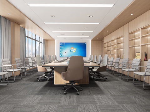 现代会议室  会议室  会议室桌椅su模型