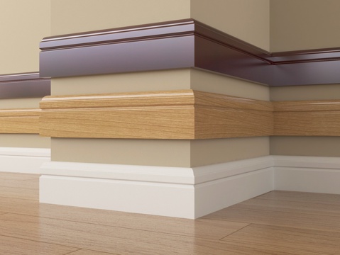 现代踢脚线 实木地脚线su模型