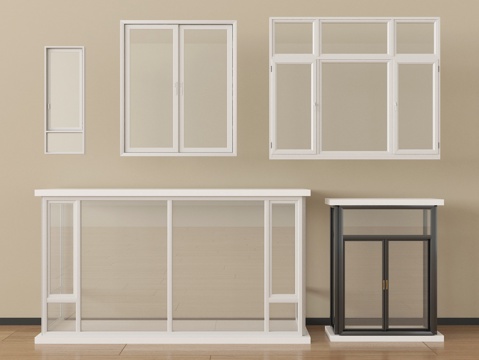 现代窗组合 平开窗 推拉窗 飘窗 阳台窗  落地窗su模型