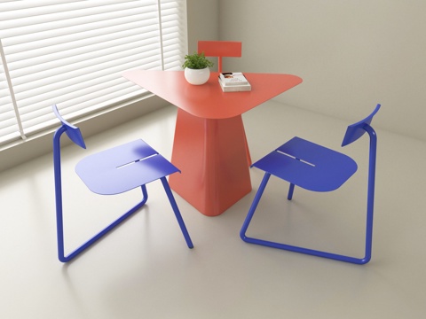 现代多巴胺餐桌椅 休闲桌椅su模型