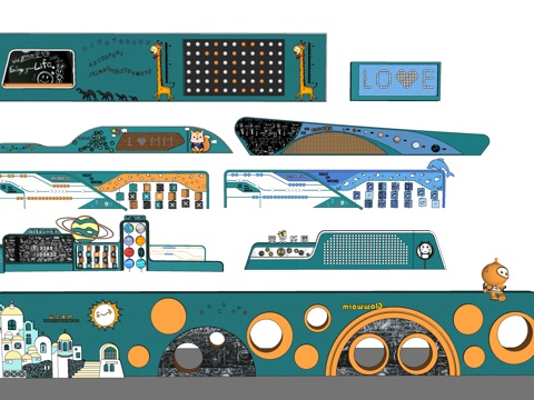 现代儿童互动景墙围墙su模型