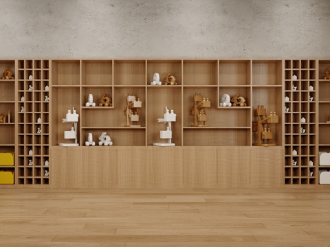  现代手工教室洞洞板多宝阁背景墙3d模型 