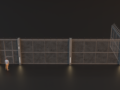 铁丝网围墙 基地围墙 铁网围栏 铁丝网su模型