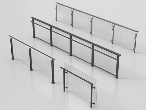 现代围栏护栏 玻璃栏杆 护栏 扶手 阳台护栏su模型