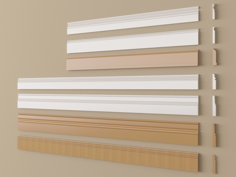 现代踢脚线 实木地脚线 角线 腰线su模型