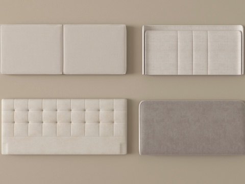 现代床靠背 床品 床头su模型