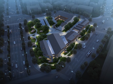  中式鸟瞰建筑3d模型 