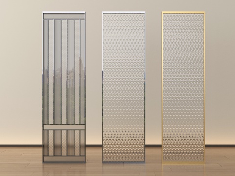  现代玻璃屏风 隔断 长虹玻璃屏风隔断3d模型 