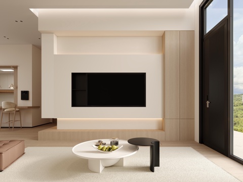  现代原木风客餐厅3d模型 