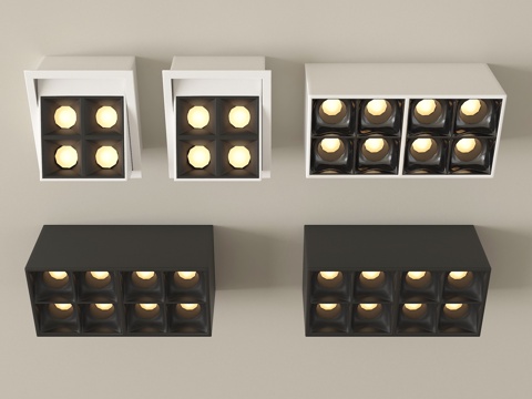 现代筒灯射灯 明装筒灯射灯 格栅灯su模型