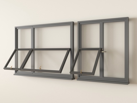 现代上下折叠窗su模型