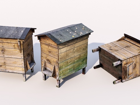 现代旧木箱 蜂箱su模型