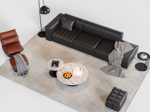 现代简约沙发组合su模型