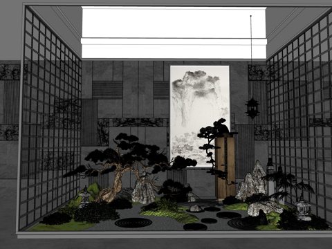 微景观 造景 小品 绿化 花镜 组团su模型