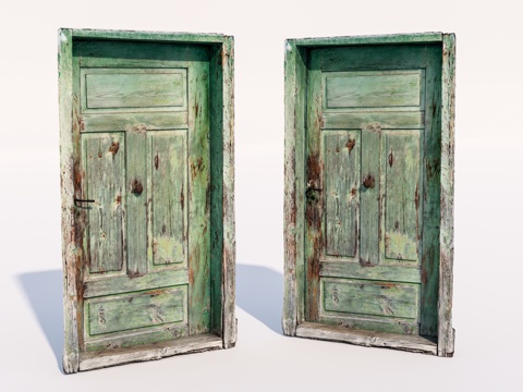 现代旧木门su模型