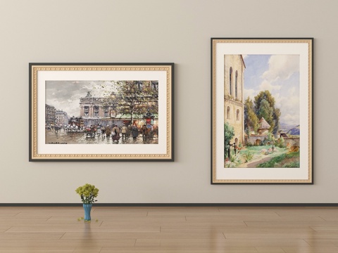 法式复古欧式古典油画现代抽象装饰画su模型