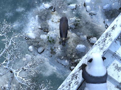  其它冬天 雪 雪花 牛 熊猫 桥 溪流 冰川 野外 冰3d模型 