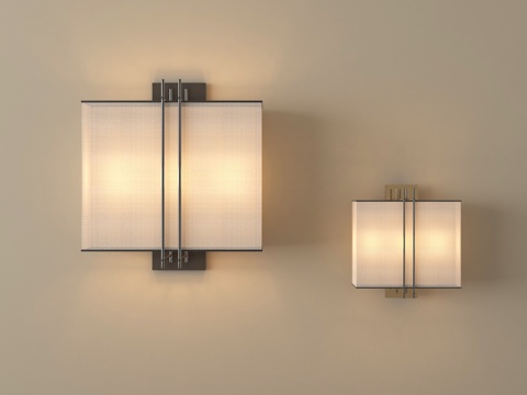 新中式壁灯 金属su模型