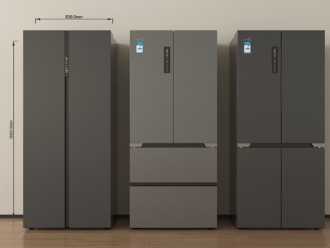  现代冰箱 双门冰箱 四门冰箱3d模型 