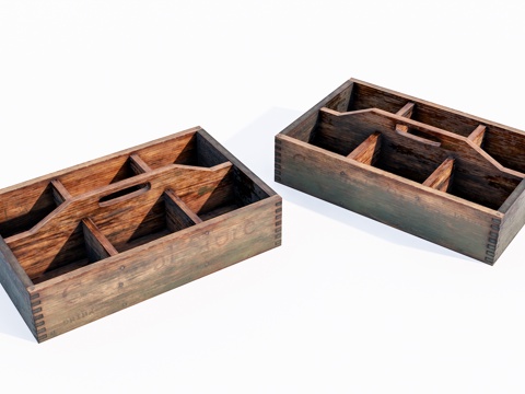 现代旧木格盒su模型