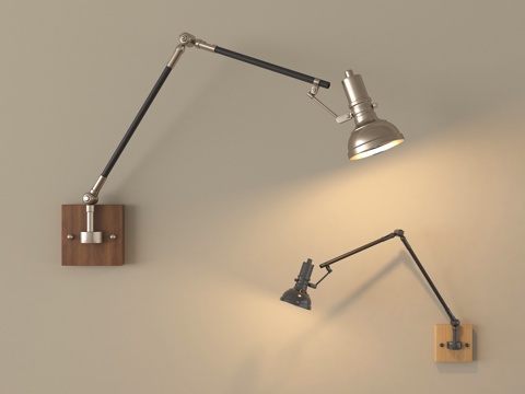 中古侘寂壁灯 金属壁灯 摇臂壁灯su模型