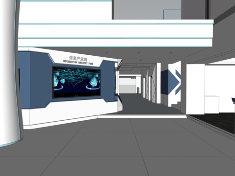 现代展厅su模型