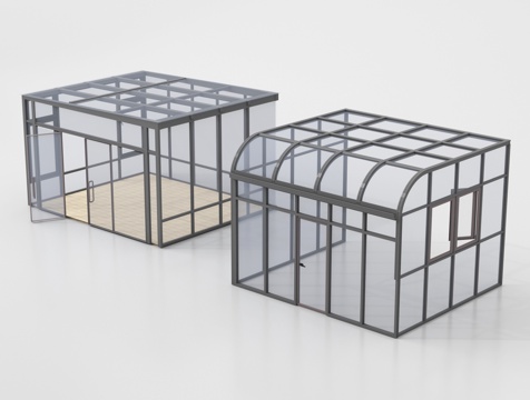 现代阳光房 玻璃房su模型