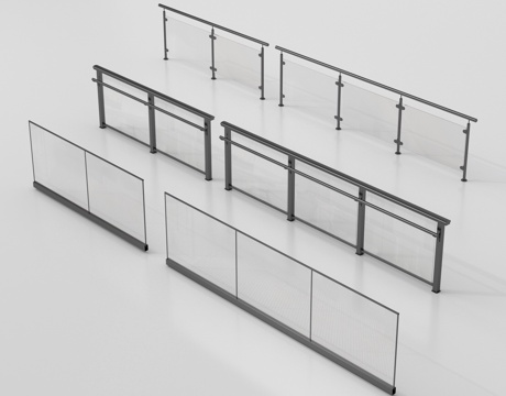 现代围栏护栏 玻璃栏杆 护栏 扶手 阳台护栏su模型