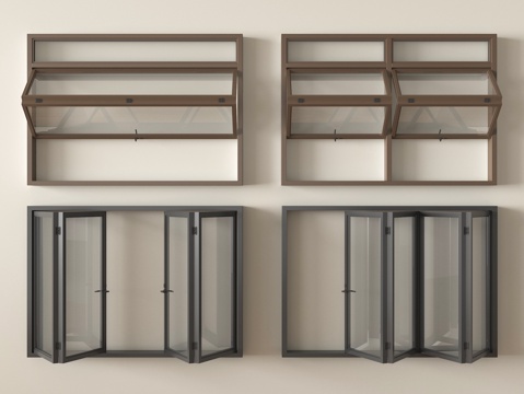 现代折叠窗 上下折叠窗su模型