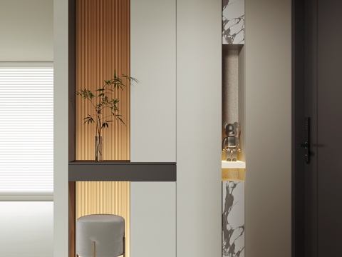 现代入户鞋柜su模型