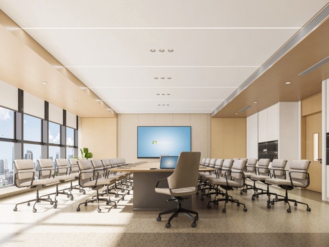 现代会议室  会议室  会议室桌椅su模型