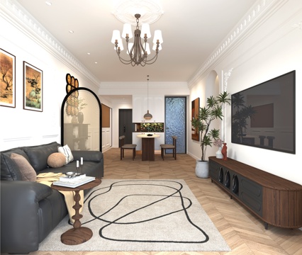  中古风客厅3d模型 