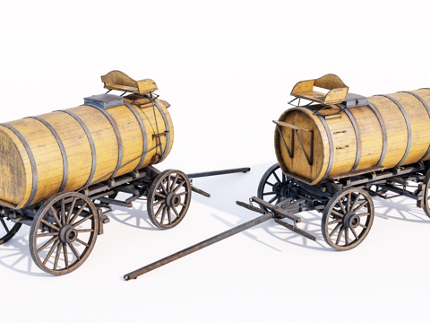 现代旧拉水车 木车su模型