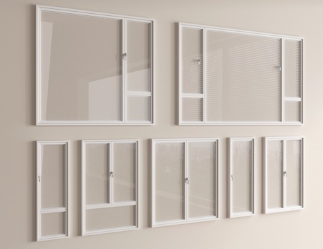  现代窗组合 平开窗 落地窗 阳台窗3d模型 